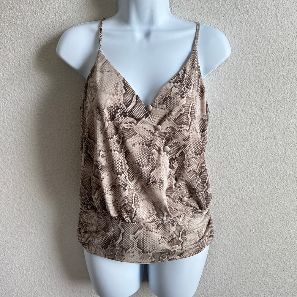 White House Black Market Reptile Snakeskin Print Cami Blouse Women's S Stretch